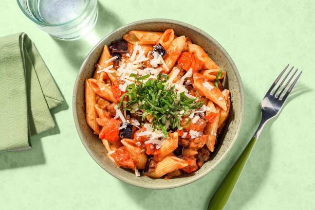 Penne alla norma et Parmigiano Reggiano