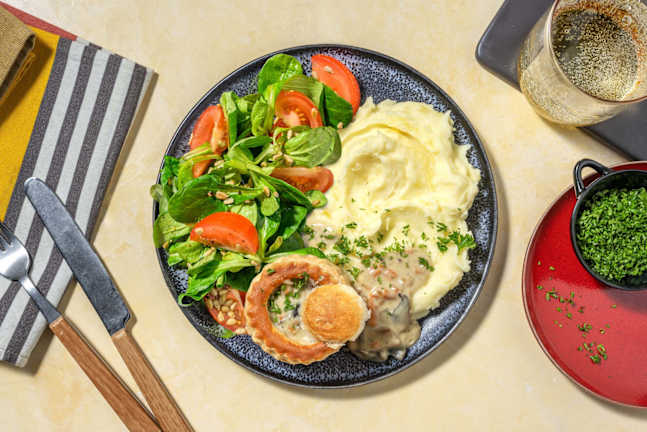 Pasteitje met vegetarische champignonragout
