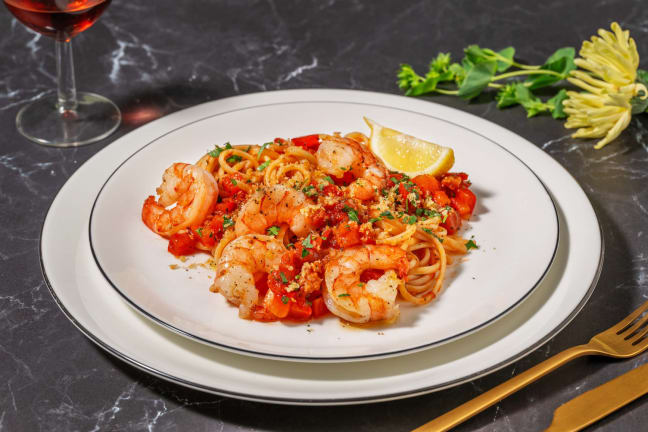 Tagliatelle fraîches aux grosses crevettes