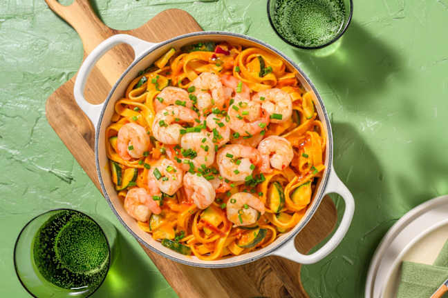 Verse tagliatelle met garnalen 