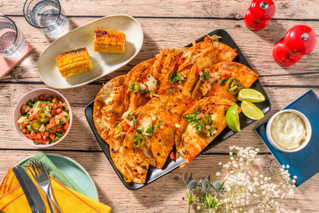 Cheesy Chicken Birria Tacos