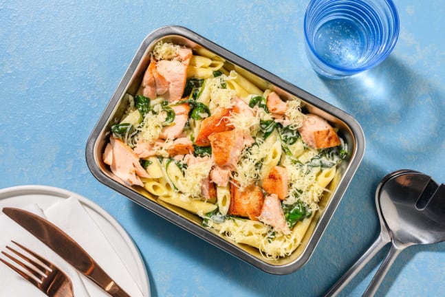 Romige pasta met zalm