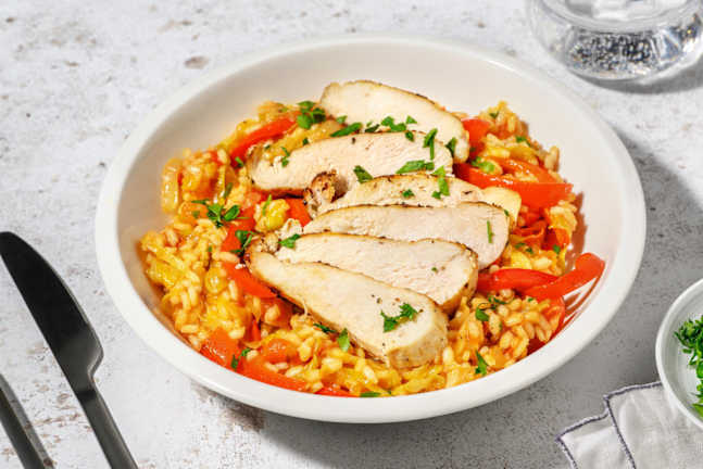 Spanskinspirerad kycklingpaella
