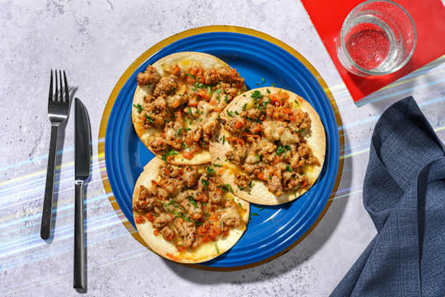 Tostadas 'in un lampo' di suino e cheddar