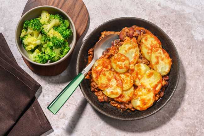 Beef Mince, Mushroom, Bean and Red Wine Hotpot