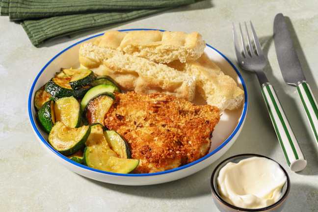 Pollo fritto in crosta di pane e mandorle