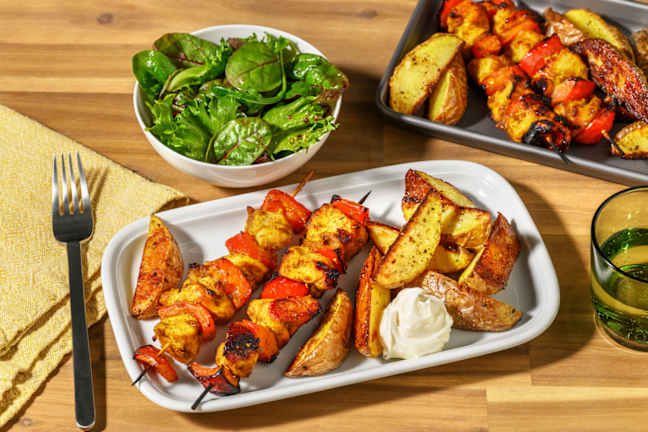 Korma Spiced Chicken and Pepper Skewers