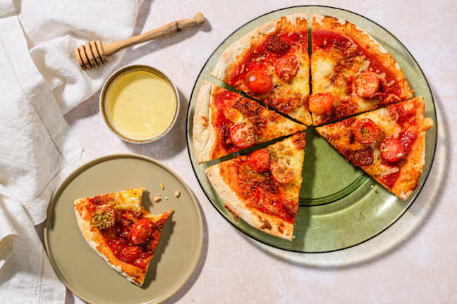Pizza de sobrasada con miel