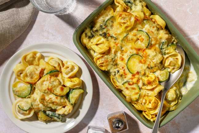 Tortelloni uit de oven in romige blauwekaassaus