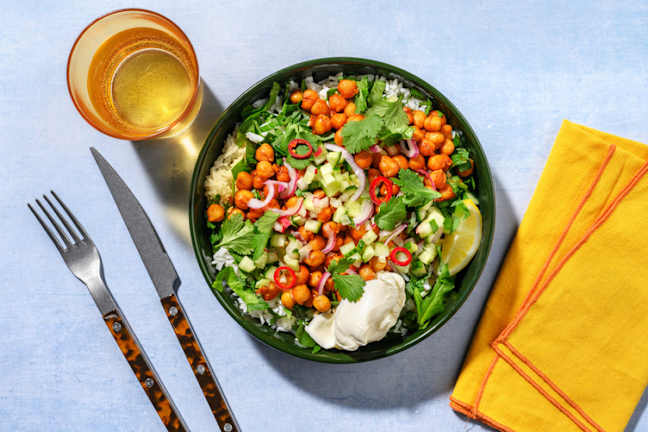 Mexican Smashed Chickpeas & Garlic Rice