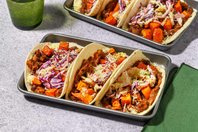 Smoky Refried Beans and Sweet Potato Tacos