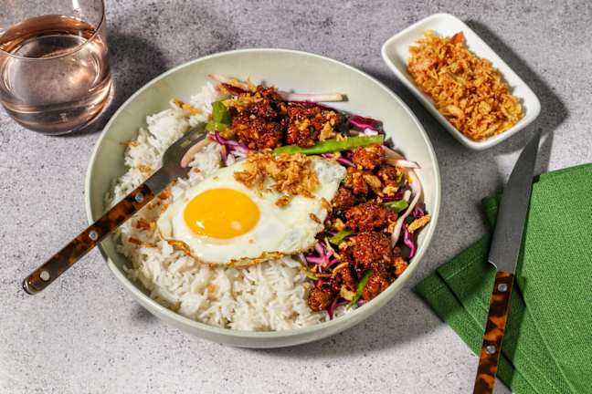 Ginger-Lemongrass Pork & Garlic Rice Bowl