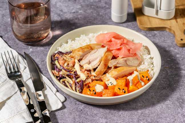 Grilled Sesame Chicken Poke Rice Bowl