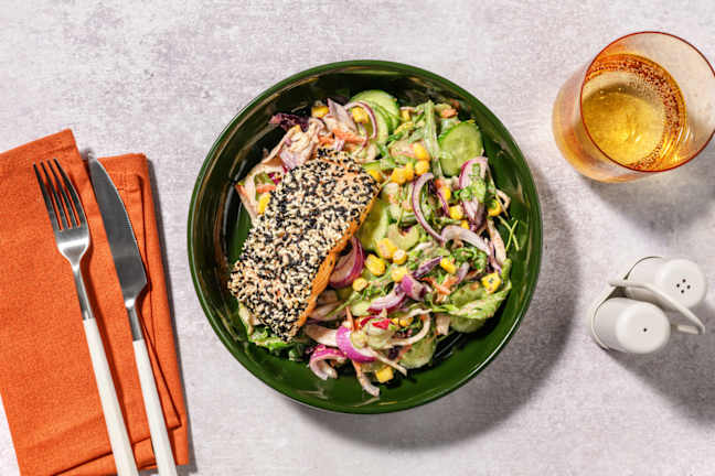 Sesame-Crusted Salmon & Rainbow Slaw