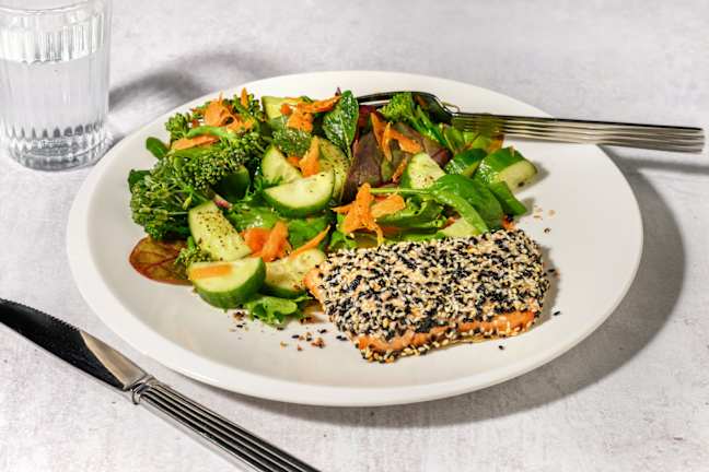 Sesame-Crusted Salmon & Rainbow Salad