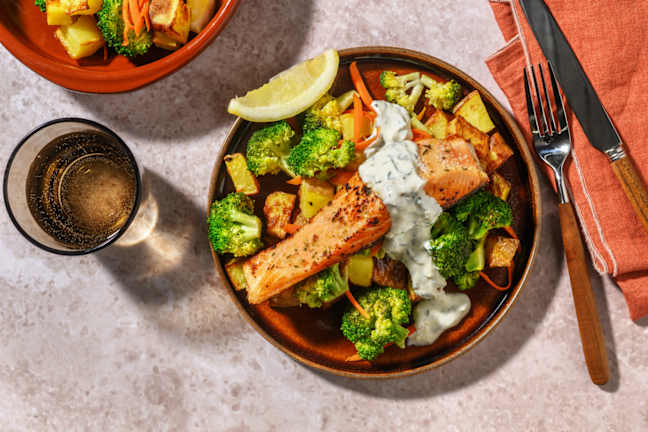 Garlic-Herb Salmon & Roasted Potatoes
