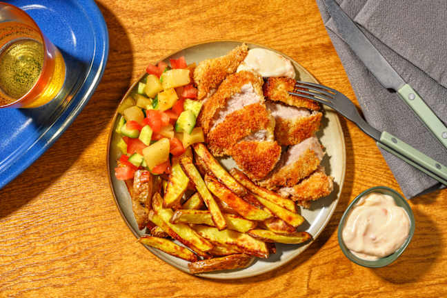 Caribbean Pork Schnitzel & Pineapple Salsa