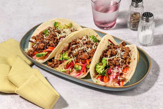 Texan Beef & Rainbow Slaw Tacos