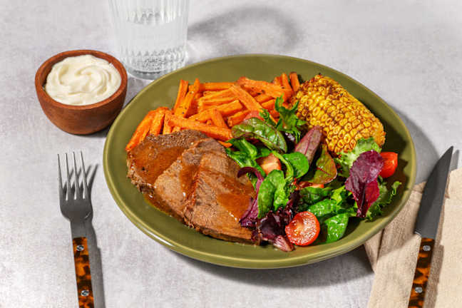 BBQ Slow-Cooked Beef Brisket & Spiced Corn