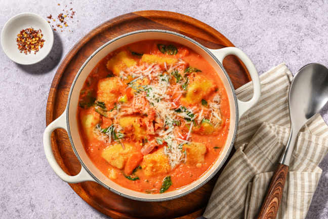 One-Pot Creamy Bacon & Tomato Gnocchi Soup