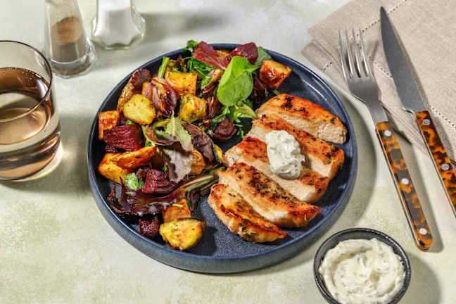 Herby Pork Steak & Brussel Sprout Toss
