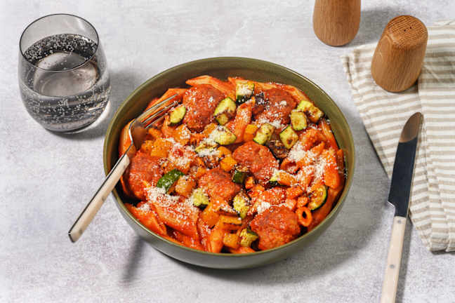 Classic Pork Meatballs & Tomato Penne