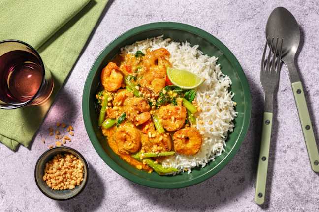 Prawn Moilee-Style Curry & Garlic Rice