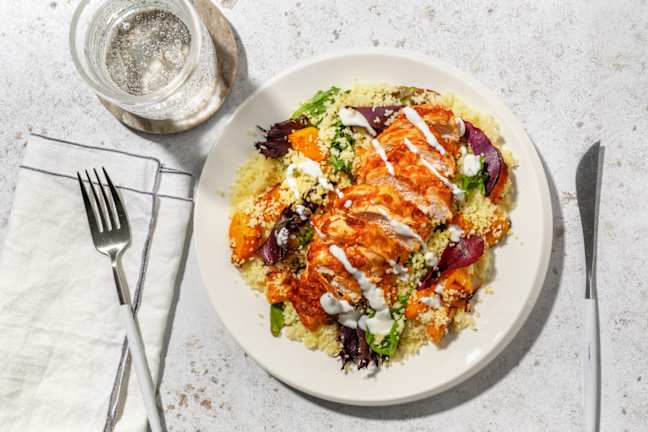 Rustic Hasselback & Capsicum Relish Chicken