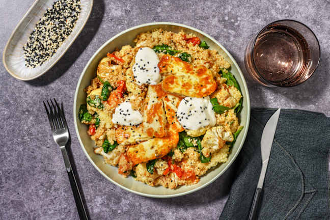Honey-Glazed Haloumi & Roast Veg Couscous
