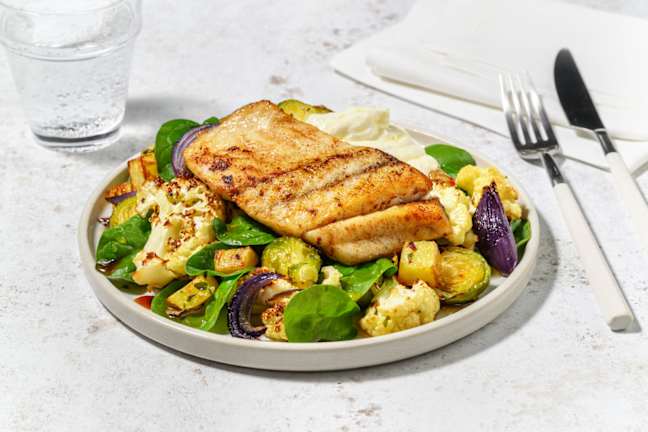 Baked Barramundi & Honey Roast Veggie Toss