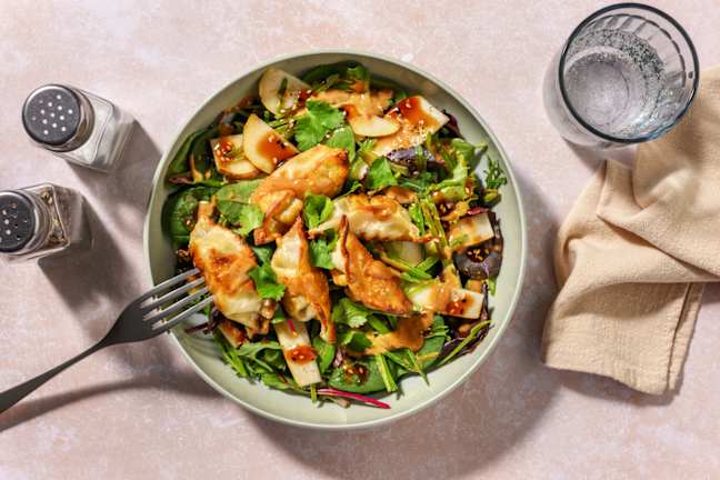 Golden Veggie Gyozas & Pea Pod Salad