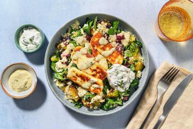 Golden Haloumi & Roast Veggie Couscous