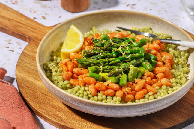 Couscous perlato al pesto Dop e asparagi