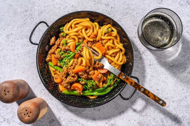 One Pan Hoisin Beef & Pork Mince Udon