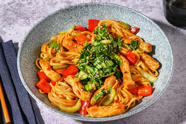 Kung fu-stekta nudlar och fläskkött