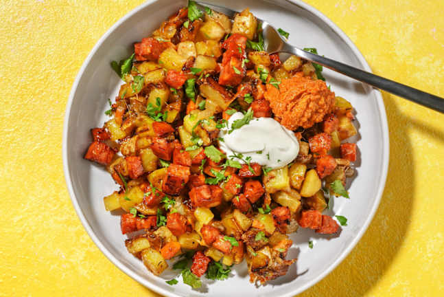 Hurtig chorizo- og kartoffel-cowboypande