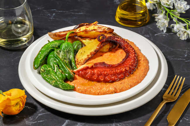 Pulpo con salsa romesco casera