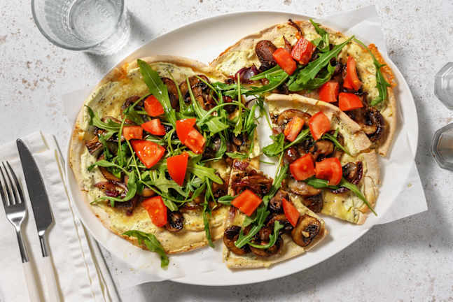 Flatbread Pizza Bianca with Mushrooms