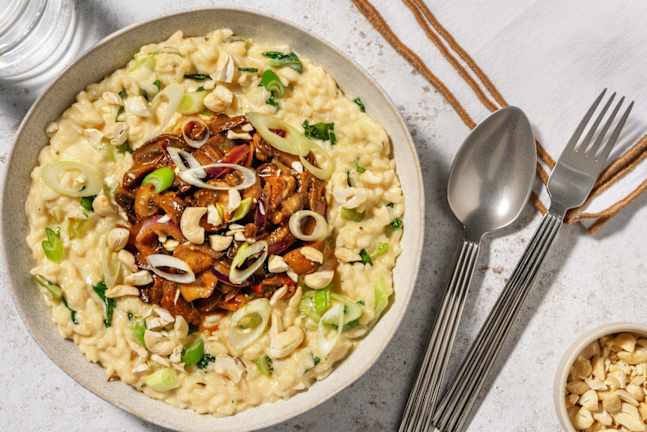 Risotto fusion aux champignons au miso & pak-choï