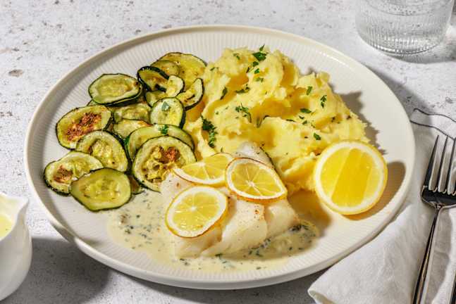 Zitroniger Seehecht mit Kerbelsoße