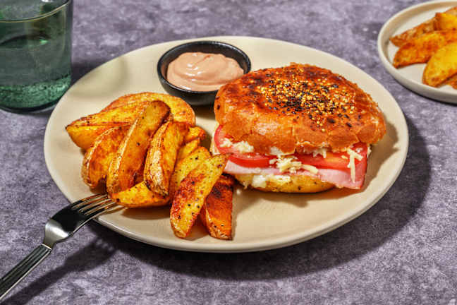 Croq'Burger jambon, fromage & tomate