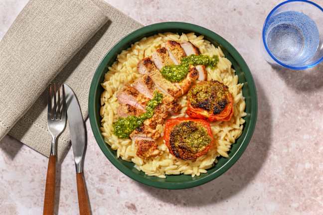 Carré de porc & tomates confites au pesto