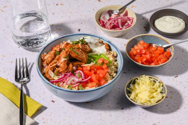 Burrito bowl porc & cheddar à la mexicaine