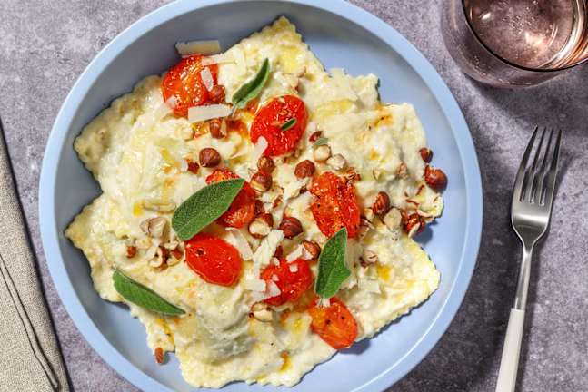 Ravioli di zucchine trombetta e ricotta