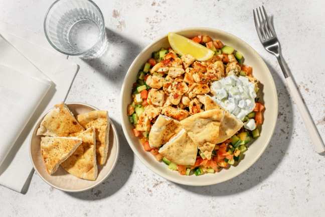 Assiette souvlaki poulet & tzatziki maison