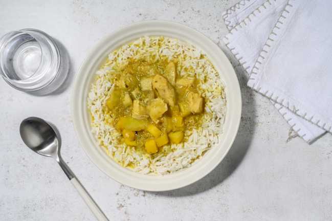 Poulet doré au curry & à la mangue
