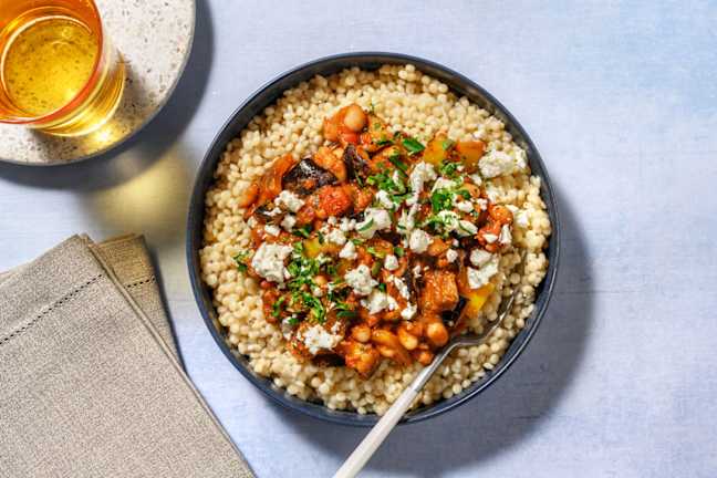 Spiced Aubergine Pearled Couscous Bowl