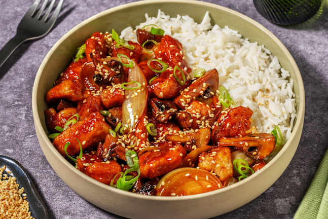 Hähnchenpfanne süßsauer mit Champignons