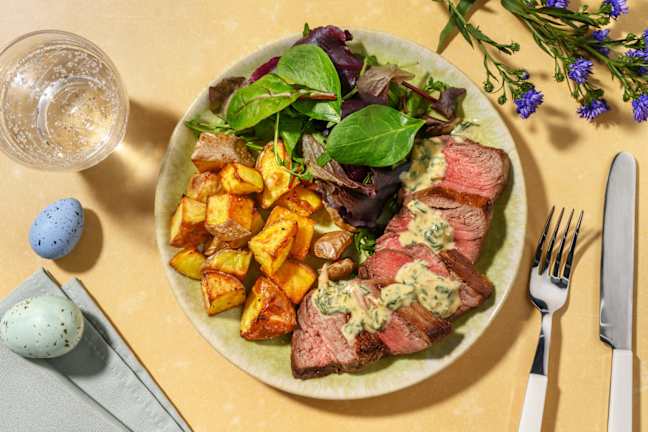 Pavé de bœuf & sauce estragon printanière