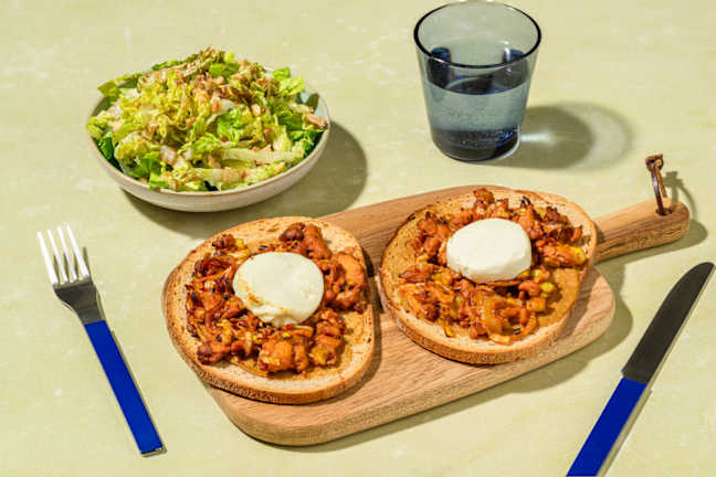 La Végé : tartine chèvre & lardons veggie
